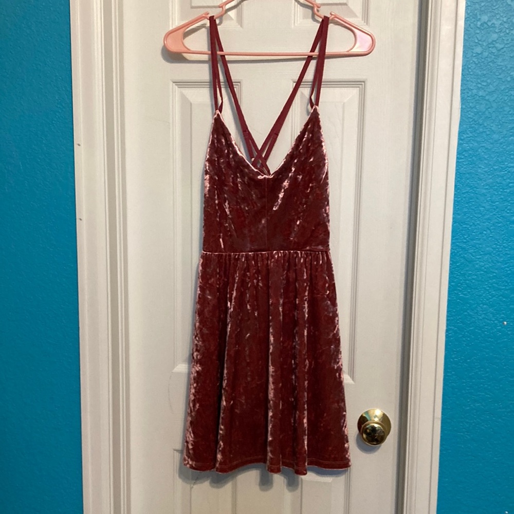 Strappy Back Dusty Rose Velvet Dress BNWT
